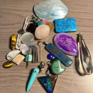 Pretty stones, pendants and trinkets.